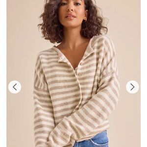Altar'd State Taupe and Cream Striped Sweater